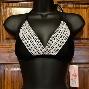 NWT Black & White Bikini Top